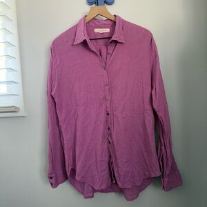 Xirena Large Button Up Shirt Long Sleeve Orchid Relaxed Coastal Resort Beach